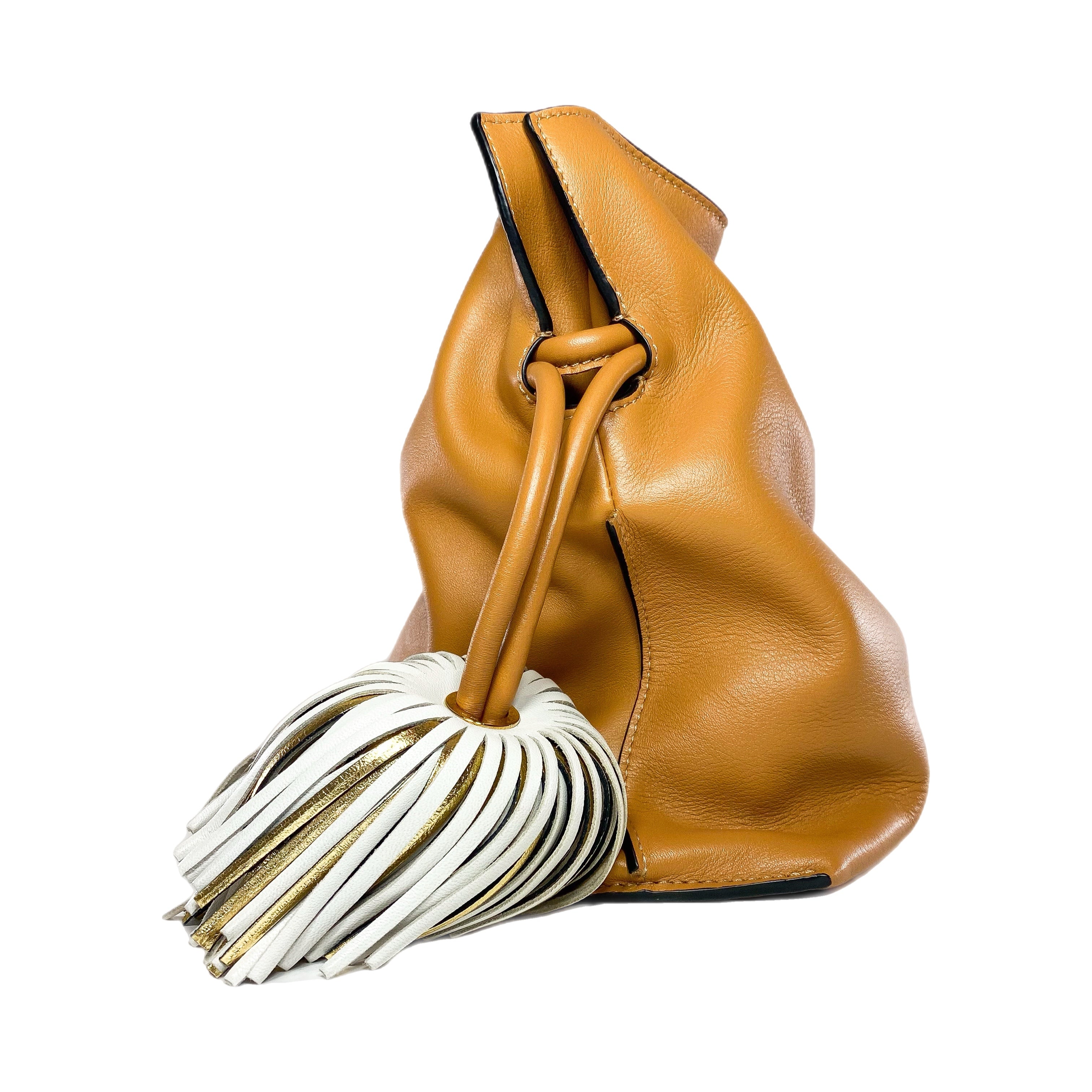 Loewe Flamenco Tasselled Camel Drawstring Tote