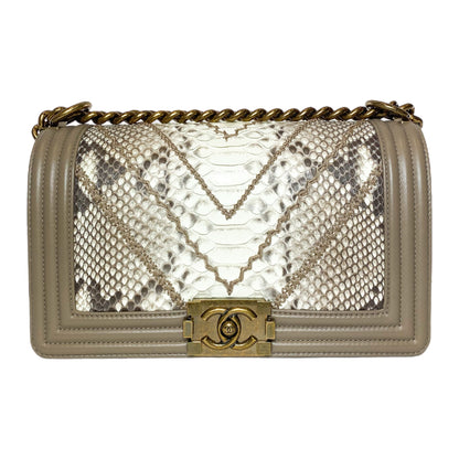 Chanel Taupe Python Old Medium Boy Bag