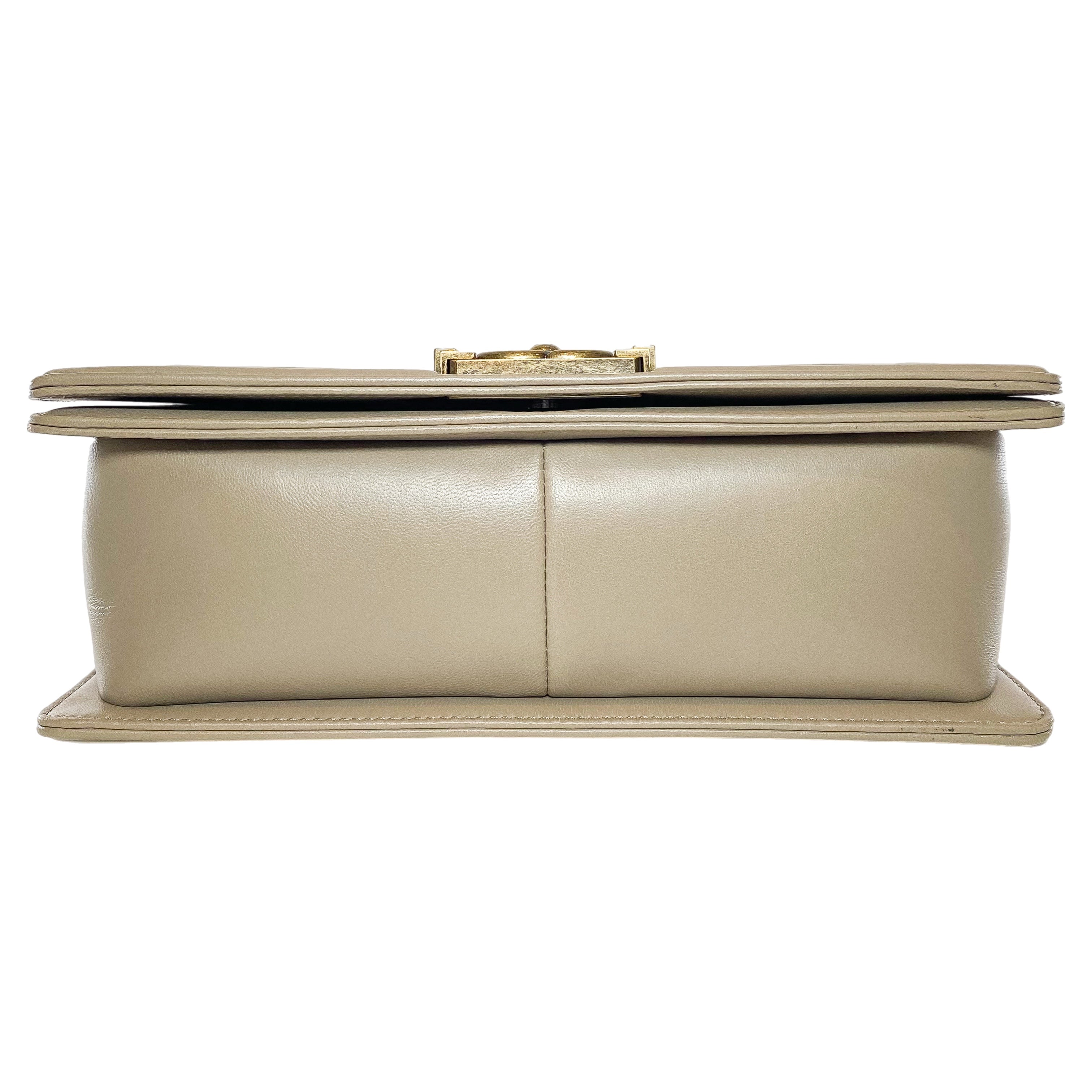 Chanel Ivory Taupe Python Old Medium Boy Bag