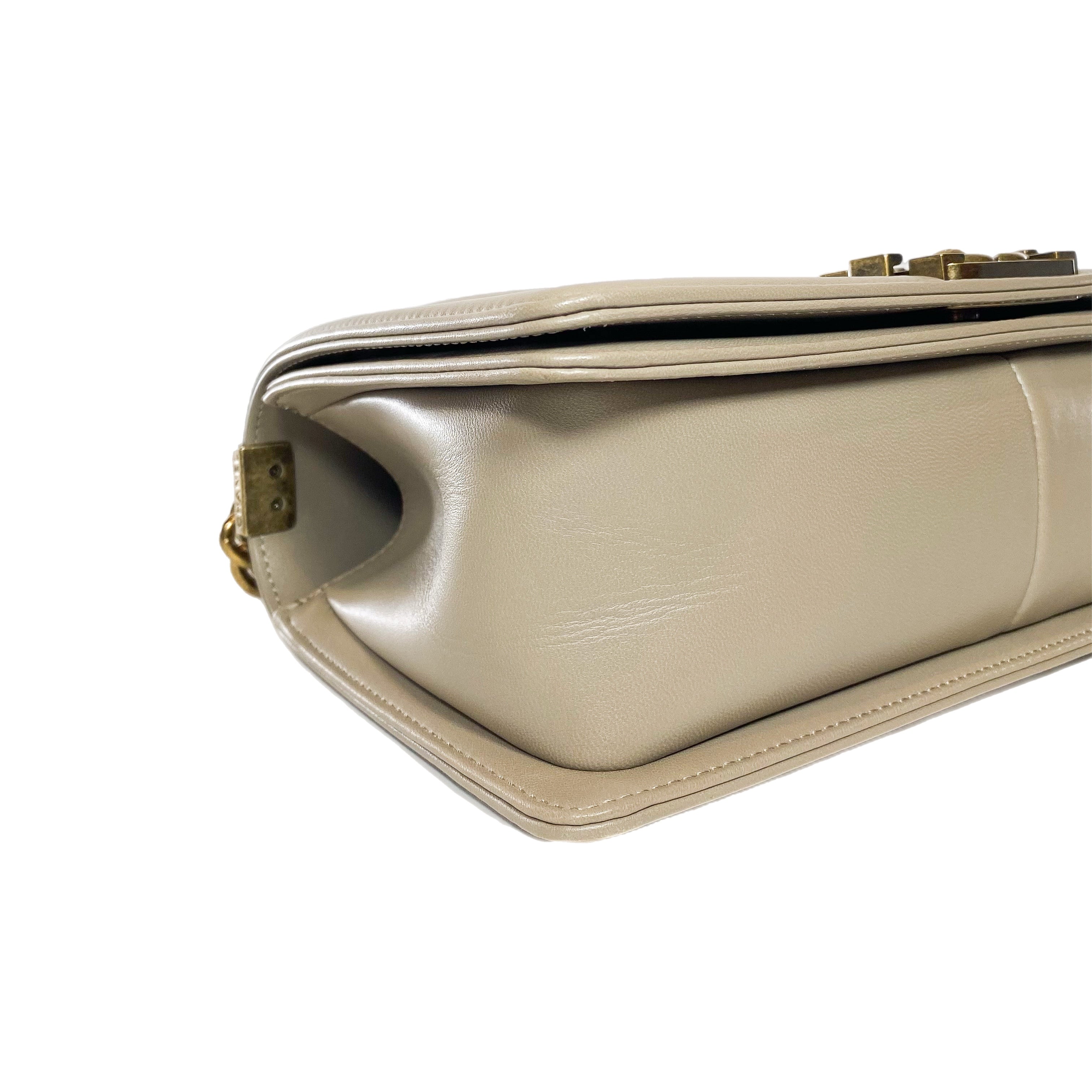 Chanel Ivory Taupe Python Old Medium Boy Bag