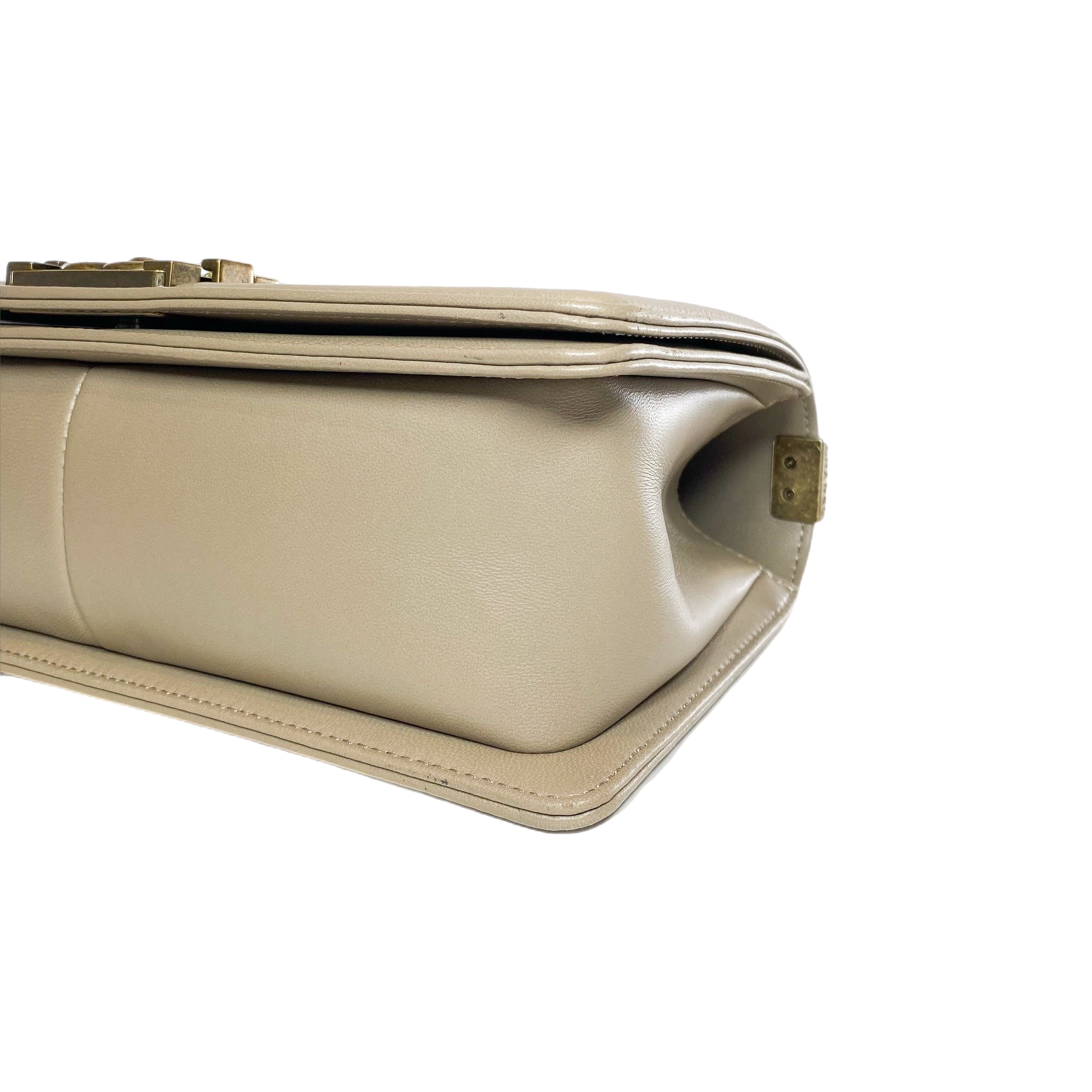 Chanel Ivory Taupe Python Old Medium Boy Bag