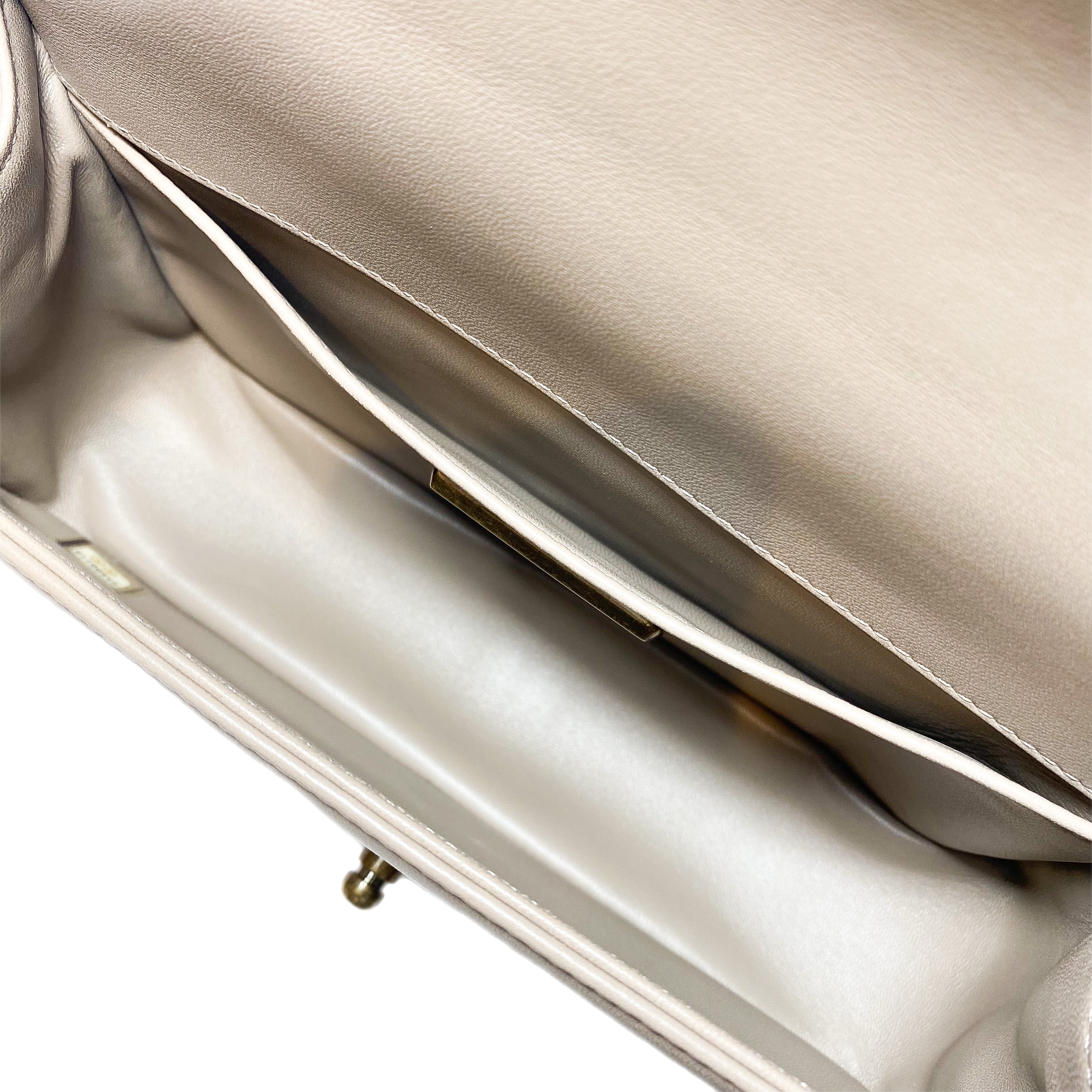 Chanel Ivory Taupe Python Old Medium Boy Bag