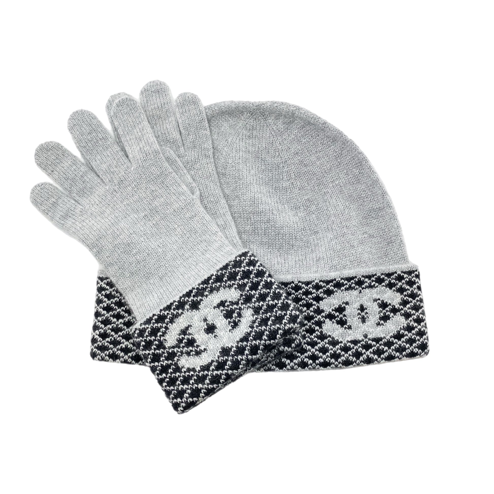 handschuhe chanel Chanel Gray Cashmere Gloves and Beanie Set – Consign of the Times ™