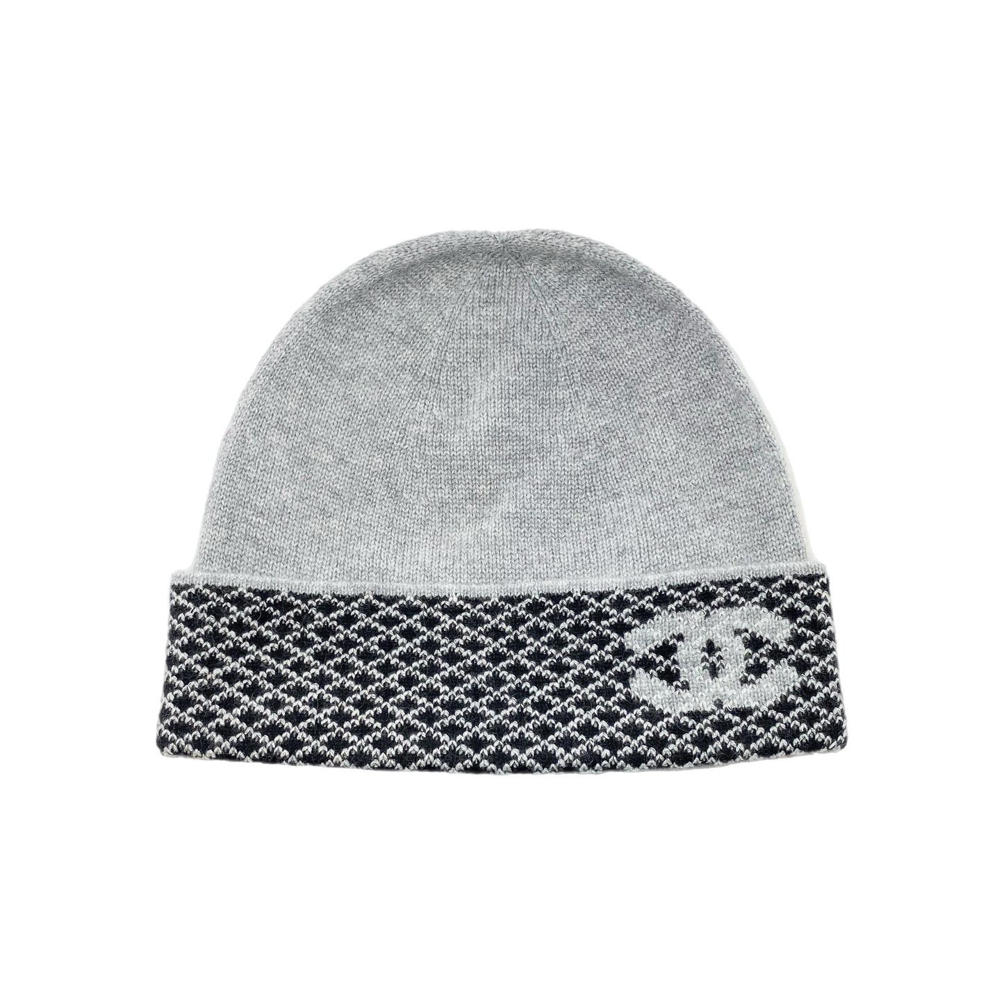 Chanel Gray Cashmere Gloves and Beanie Set