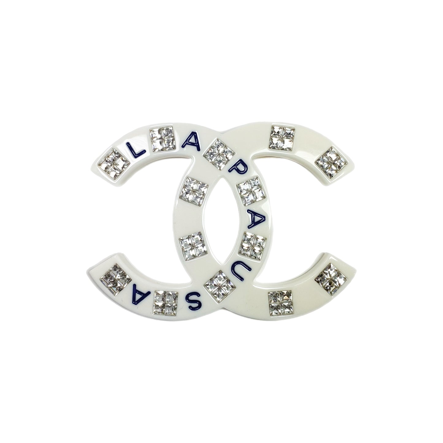 Chanel White La Pausa Crystal Brooch