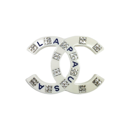Chanel White La Pausa Crystal Brooch