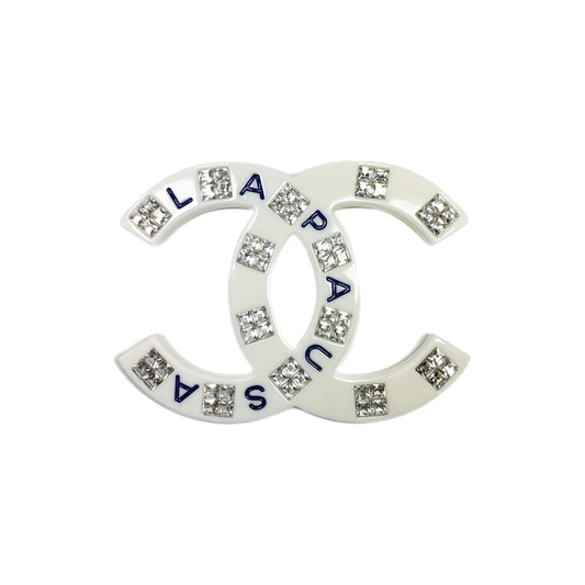 Chanel White La Pausa Crystal Brooch
