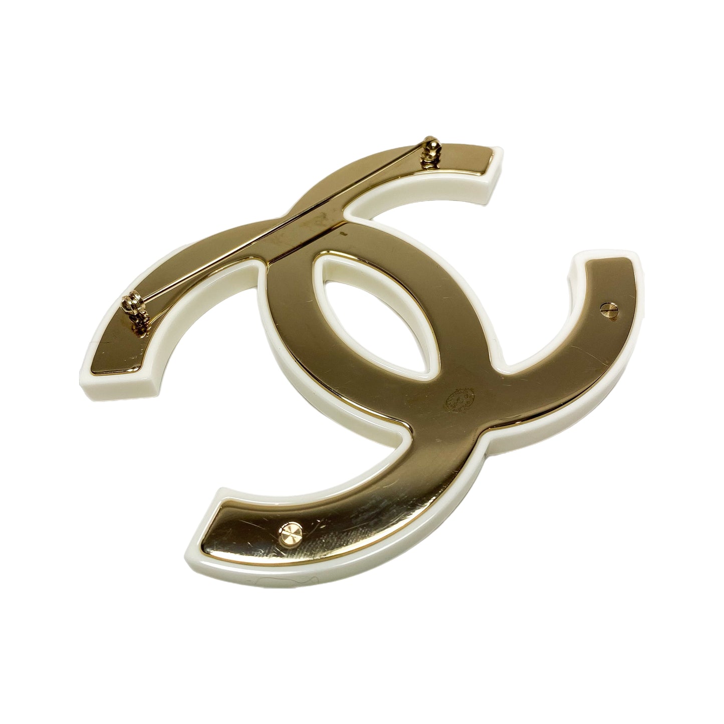 Chanel White La Pausa Crystal Brooch