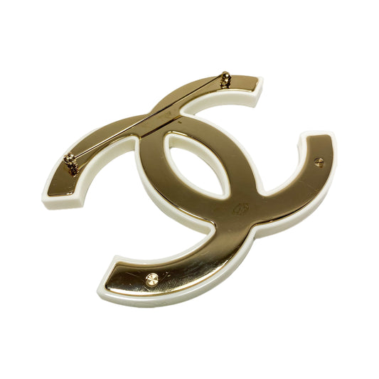 Chanel White La Pausa Crystal Brooch
