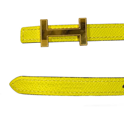 Hermes Lime Sesame Mini Constance Reversible Belt