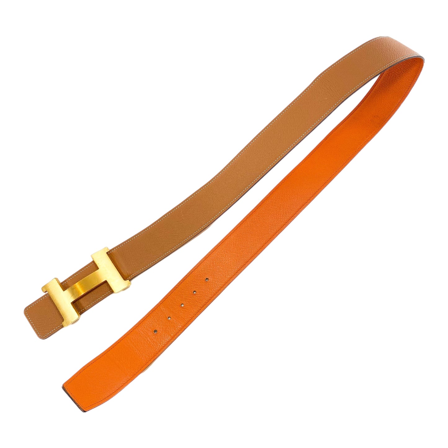 Hermes Gold Orange Reversible Belt