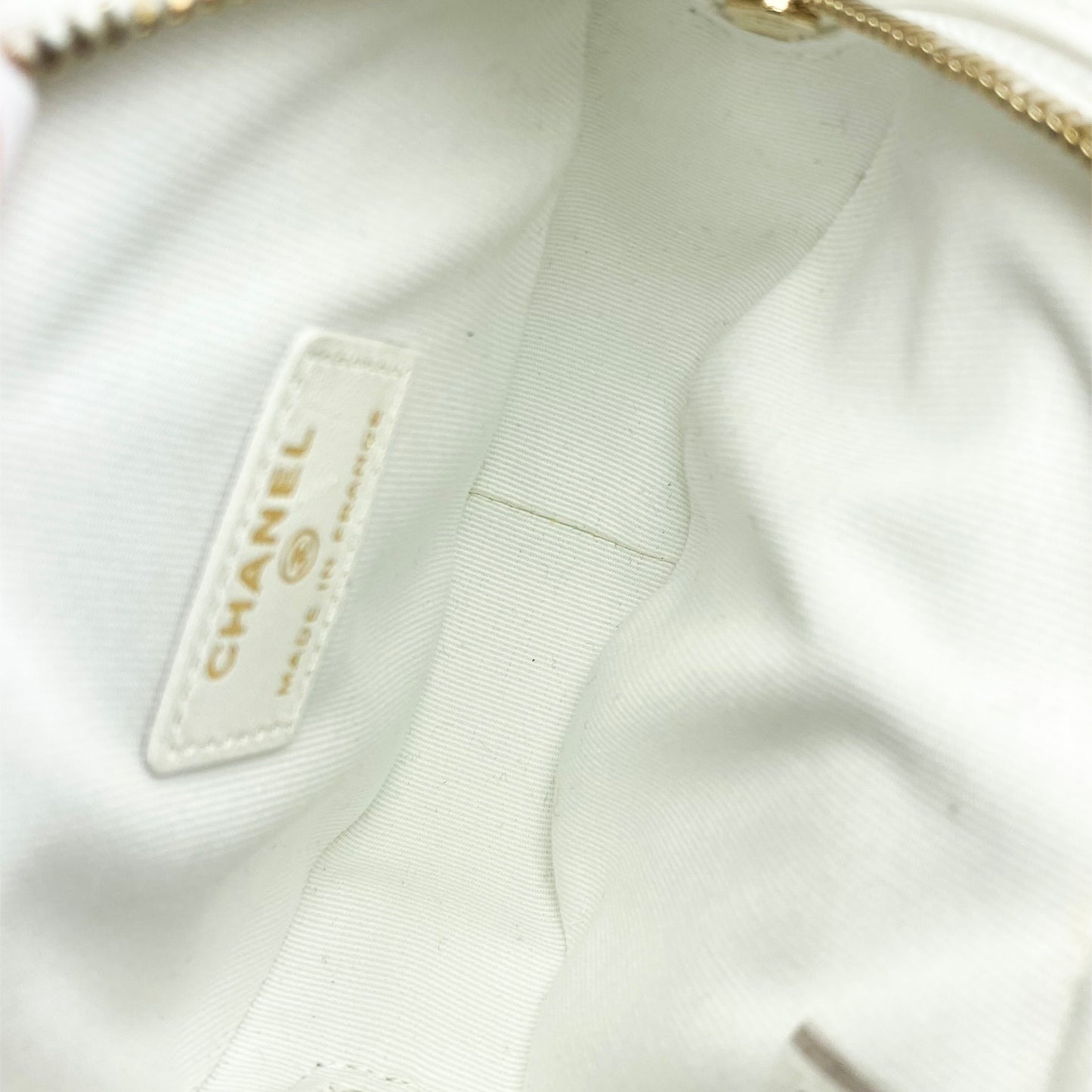 Chanel White Lambskin CC In Love Heart Clutch with Chain