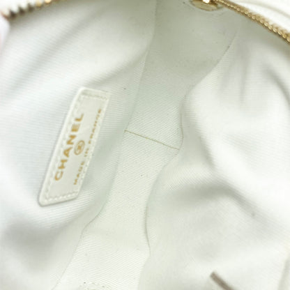 Chanel White Lambskin CC In Love Heart Clutch with Chain