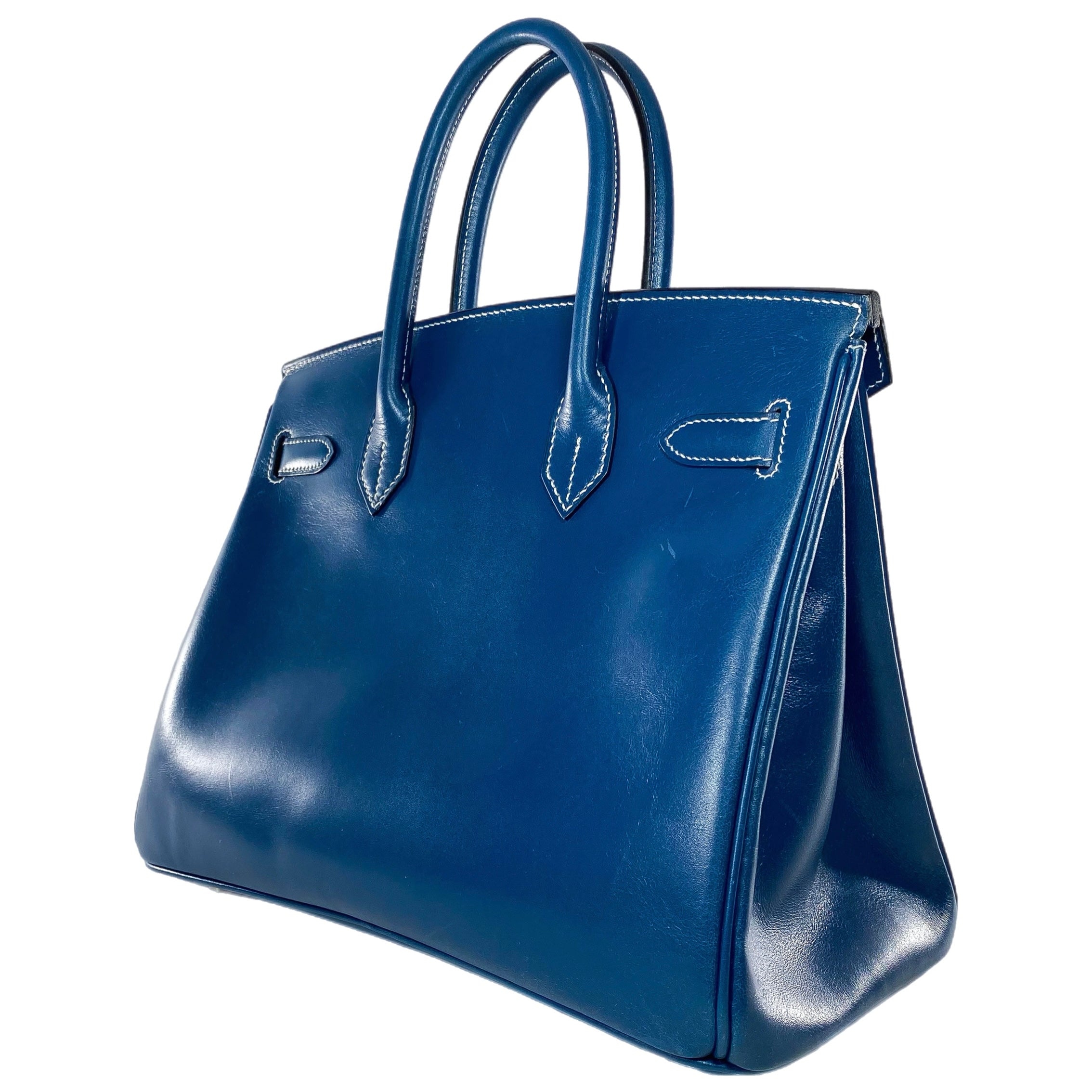 Hermes Birkin 30 Blue Thalassa Box Palladium Hardware