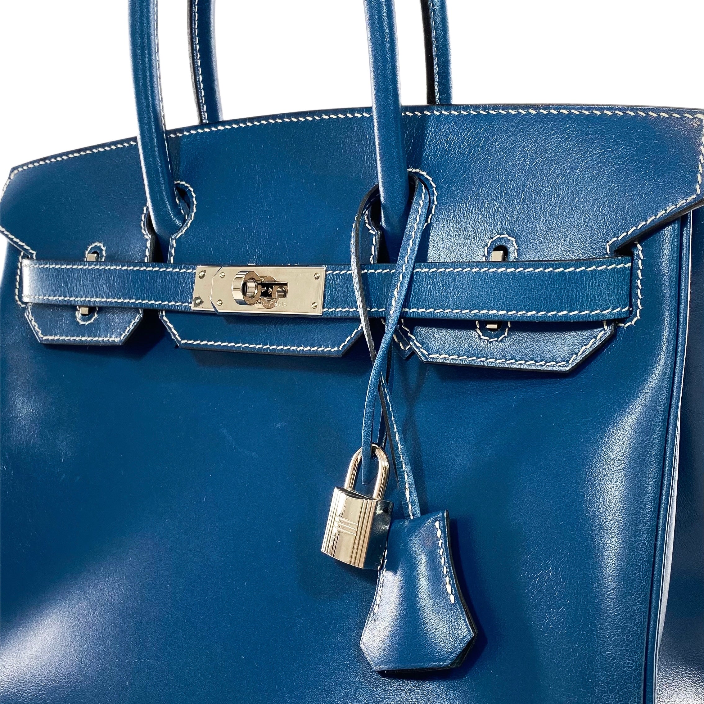 Hermes Birkin 30 Blue Thalassa Box Palladium Hardware