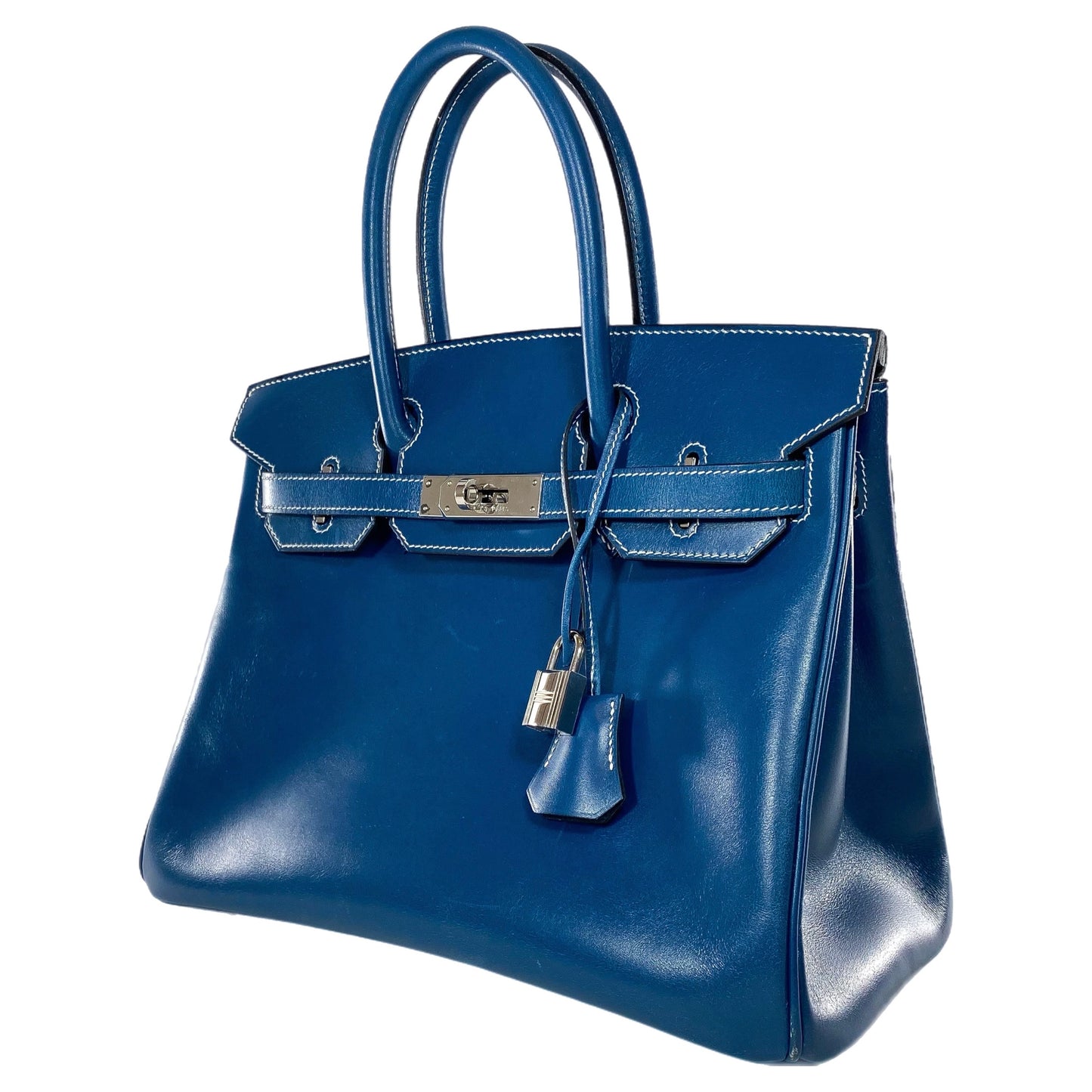 Hermes Birkin 30 Blue Thalassa Box Palladium Hardware