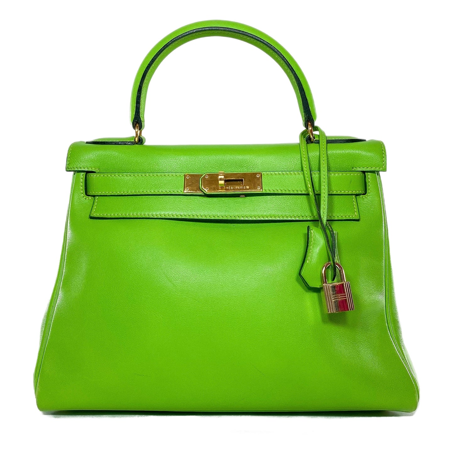 Hermes Kelly 28 Green Granny Swift Gold Hardware