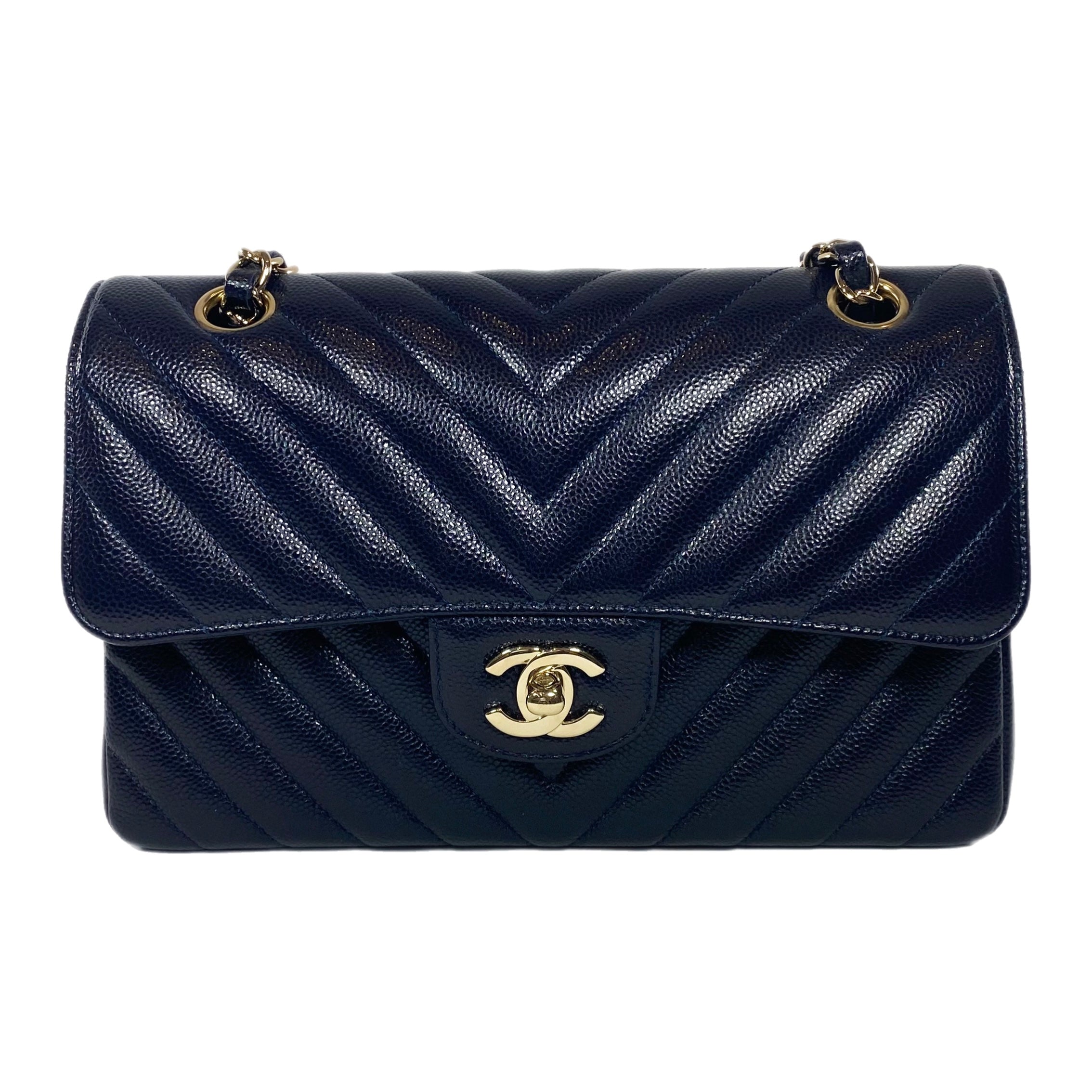 Chanel Navy Quilted Lambskin Double Flap Bag Medium Q6B0101IN0055