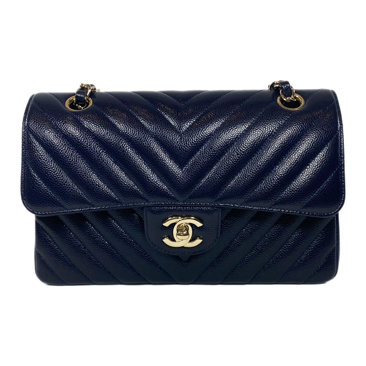 Chanel Navy Caviar Chevron Small Flap Bag – Consign of the Times ™