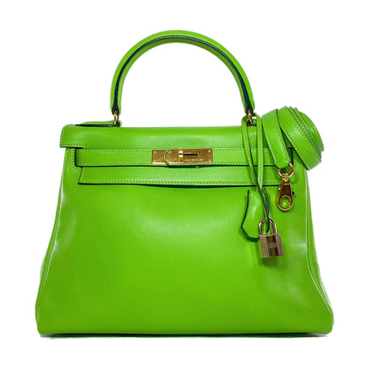 Hermes Kelly 28 Green Granny Swift Gold Hardware