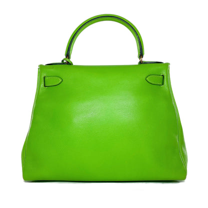 Hermes Kelly 28 Green Granny Swift Gold Hardware