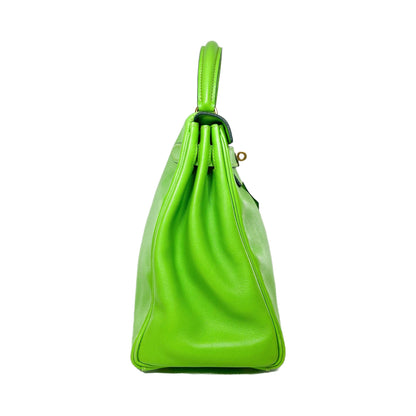 Hermes Kelly 28 Green Granny Swift Gold Hardware