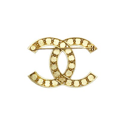Chanel Gold Crystals Coco Pearls CC Brooch