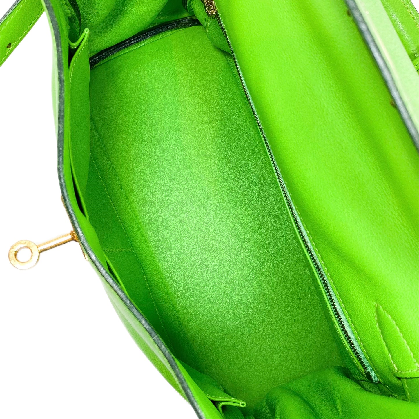 Hermes Kelly 28 Green Granny Swift Gold Hardware