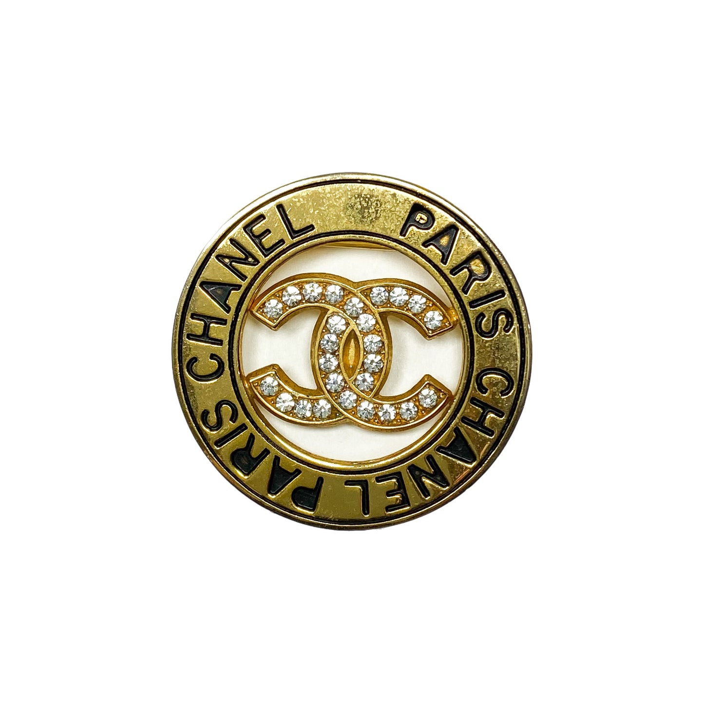 Chanel Gold Crystal Circle Brooch
