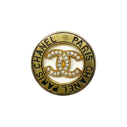 Chanel Gold Crystal Circle Brooch