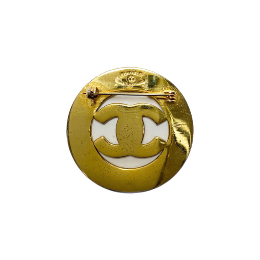 Chanel Gold Crystal Circle Brooch