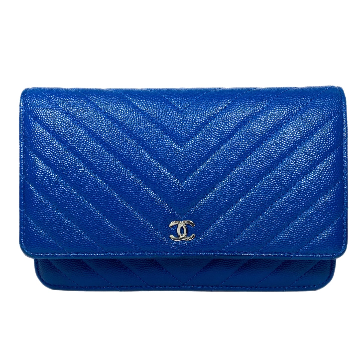 Chanel Blue Chevron Wallet On Chain