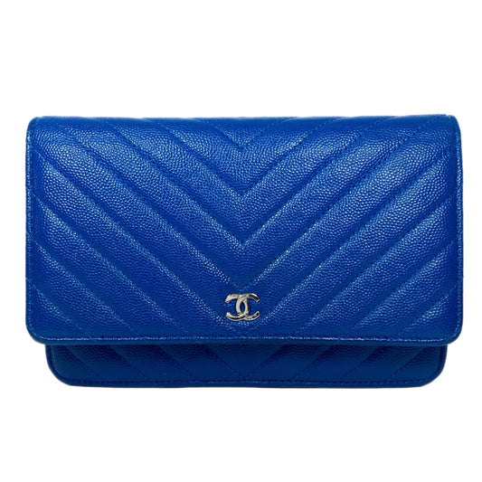 Chanel Blue Chevron Wallet On Chain