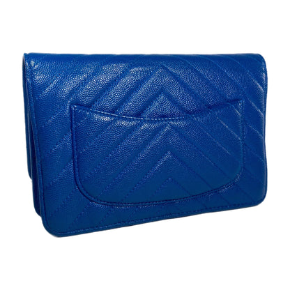 Chanel Blue Chevron Wallet On Chain