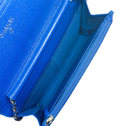 Chanel Blue Chevron Wallet On Chain