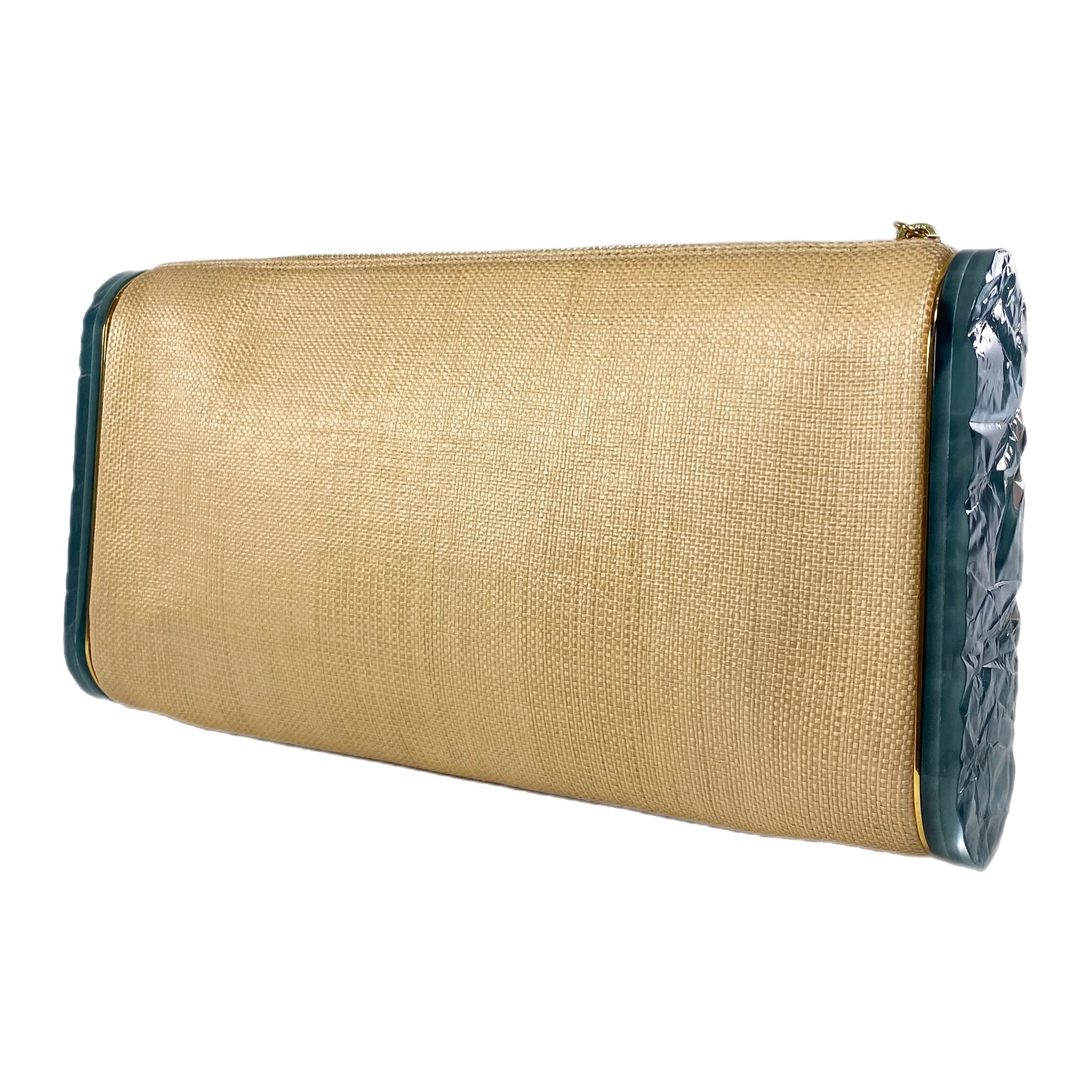 Edie Parker Jumbo Lara Pineapple Acrylic Raffia Clutch