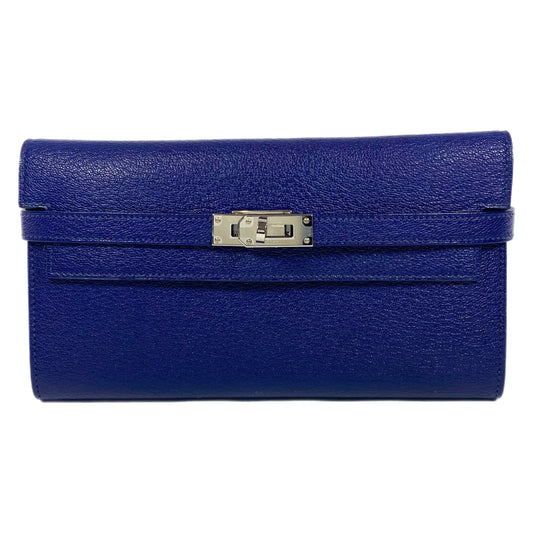 Hermes Kelly Blue Encre Long Wallet