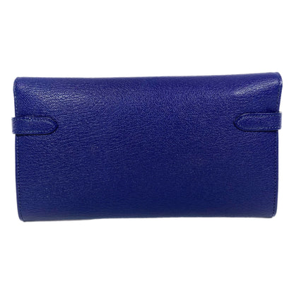 Hermes Kelly Blue Encre Long Wallet