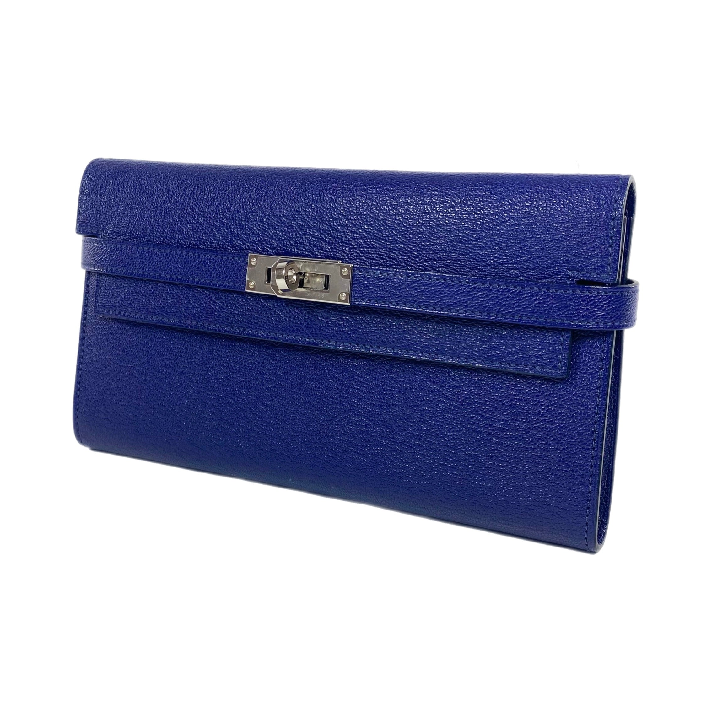 Hermes Kelly Blue Encre Long Wallet