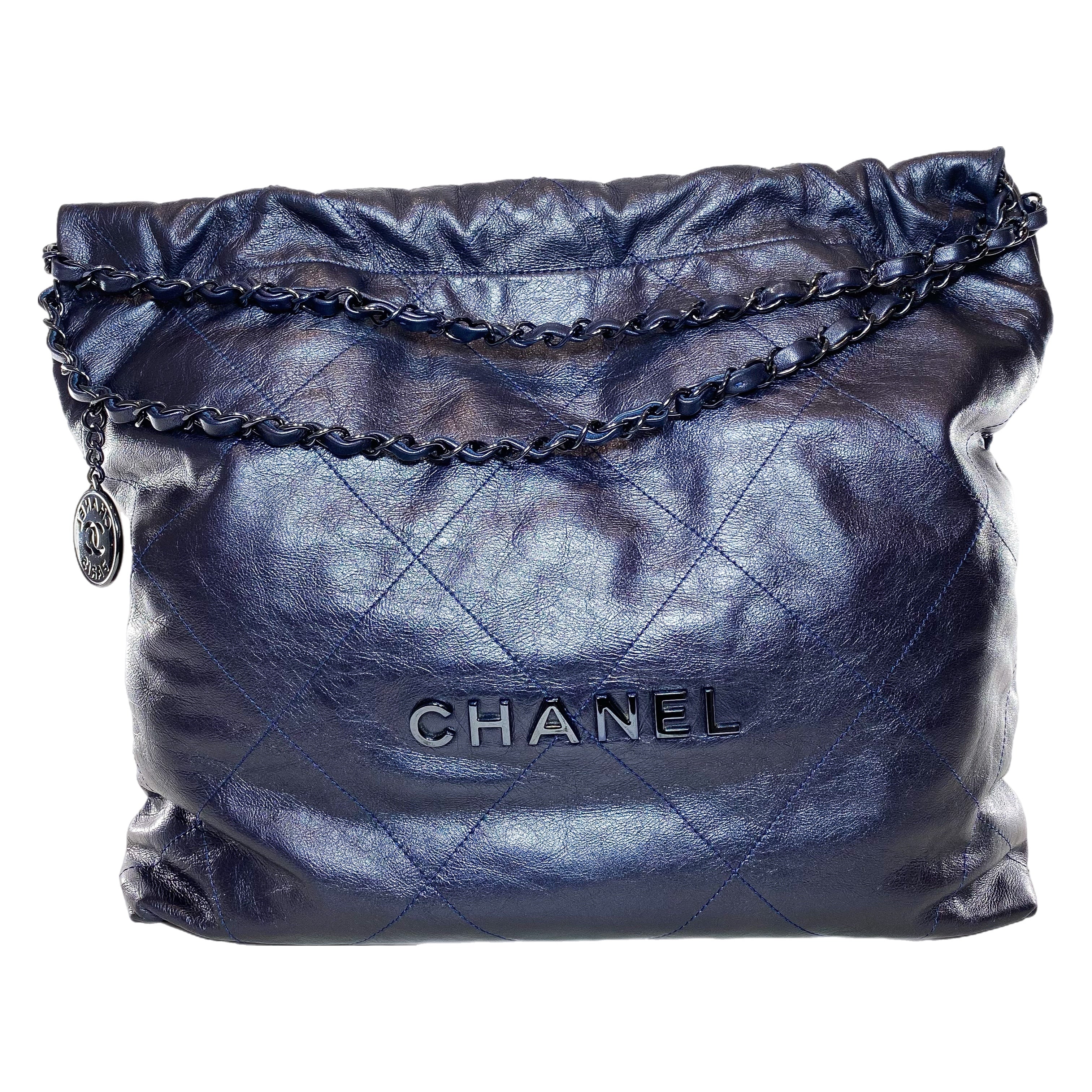 CHANEL ブルーキルティングバッグ CHANEL Classic Double Flap Quilted Leather Shoulder Bag Blue