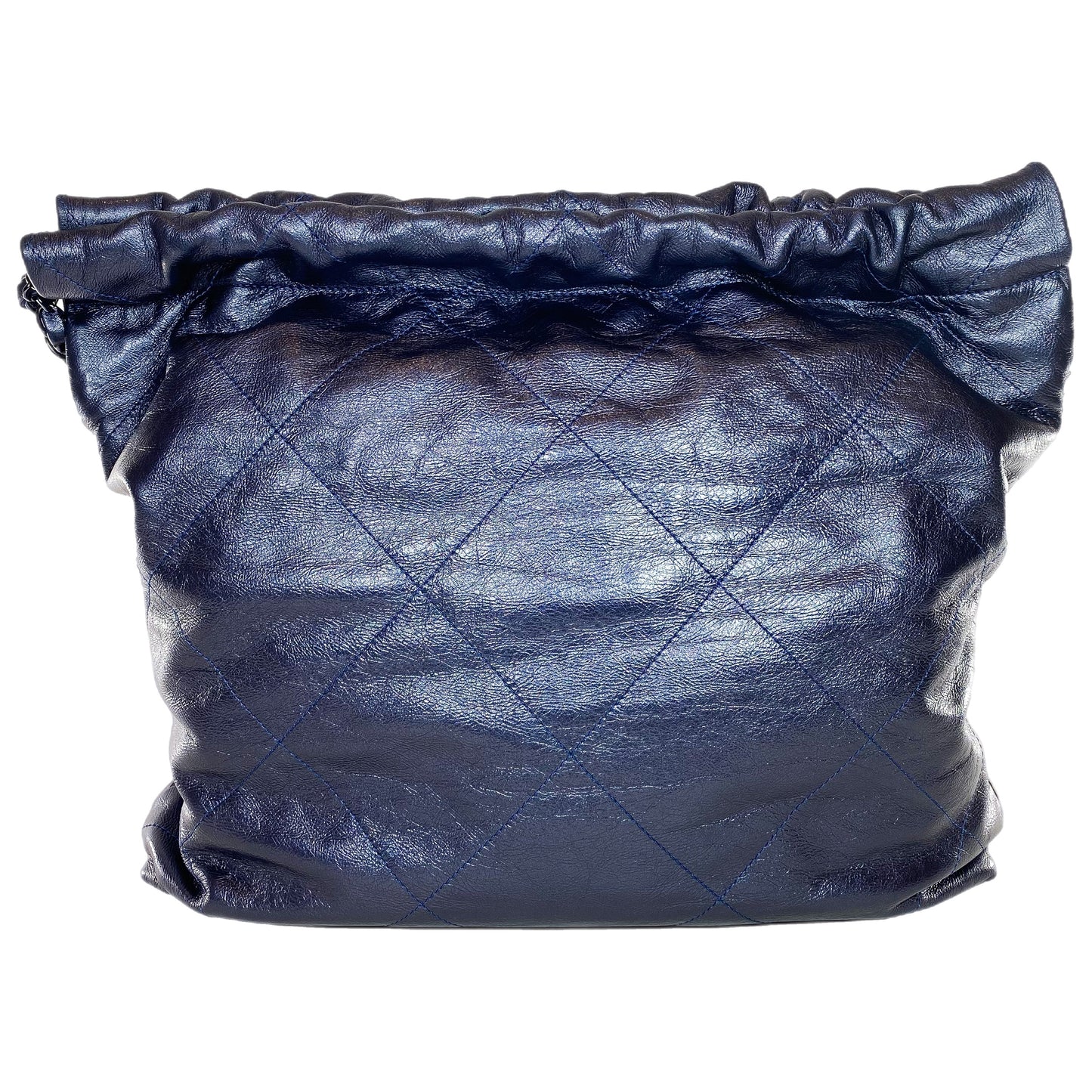 Chanel 22 Quilted Metallic Navy Blue