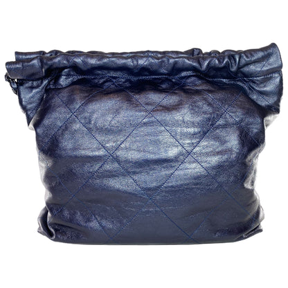 Chanel 22 Quilted Metallic Navy Blue