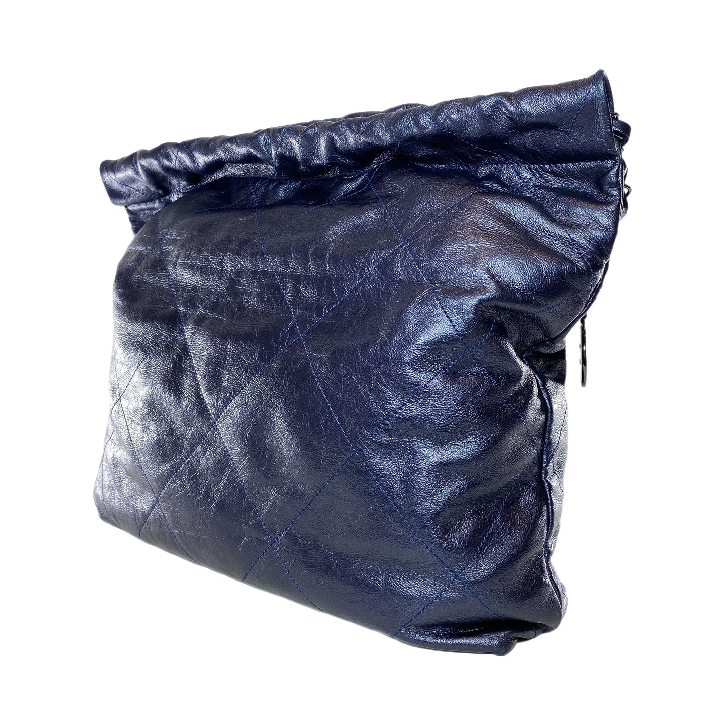 Chanel 22 Quilted Metallic Navy Blue