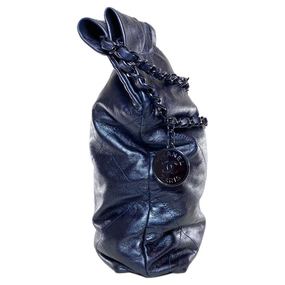 Chanel 22 Quilted Metallic Navy Blue