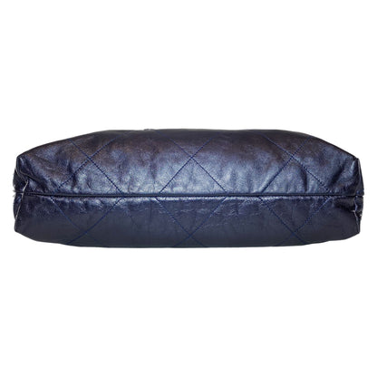 Chanel 22 Quilted Metallic Navy Blue