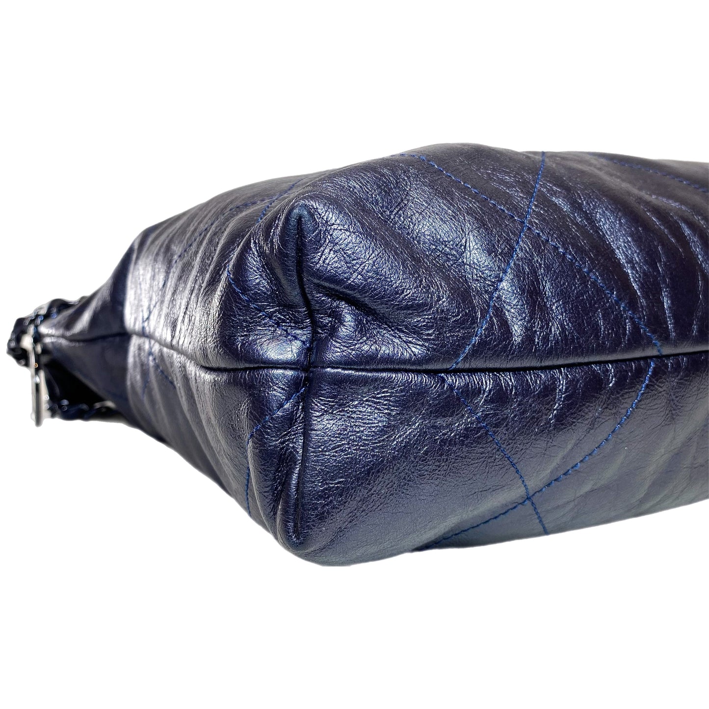Chanel 22 Quilted Metallic Navy Blue