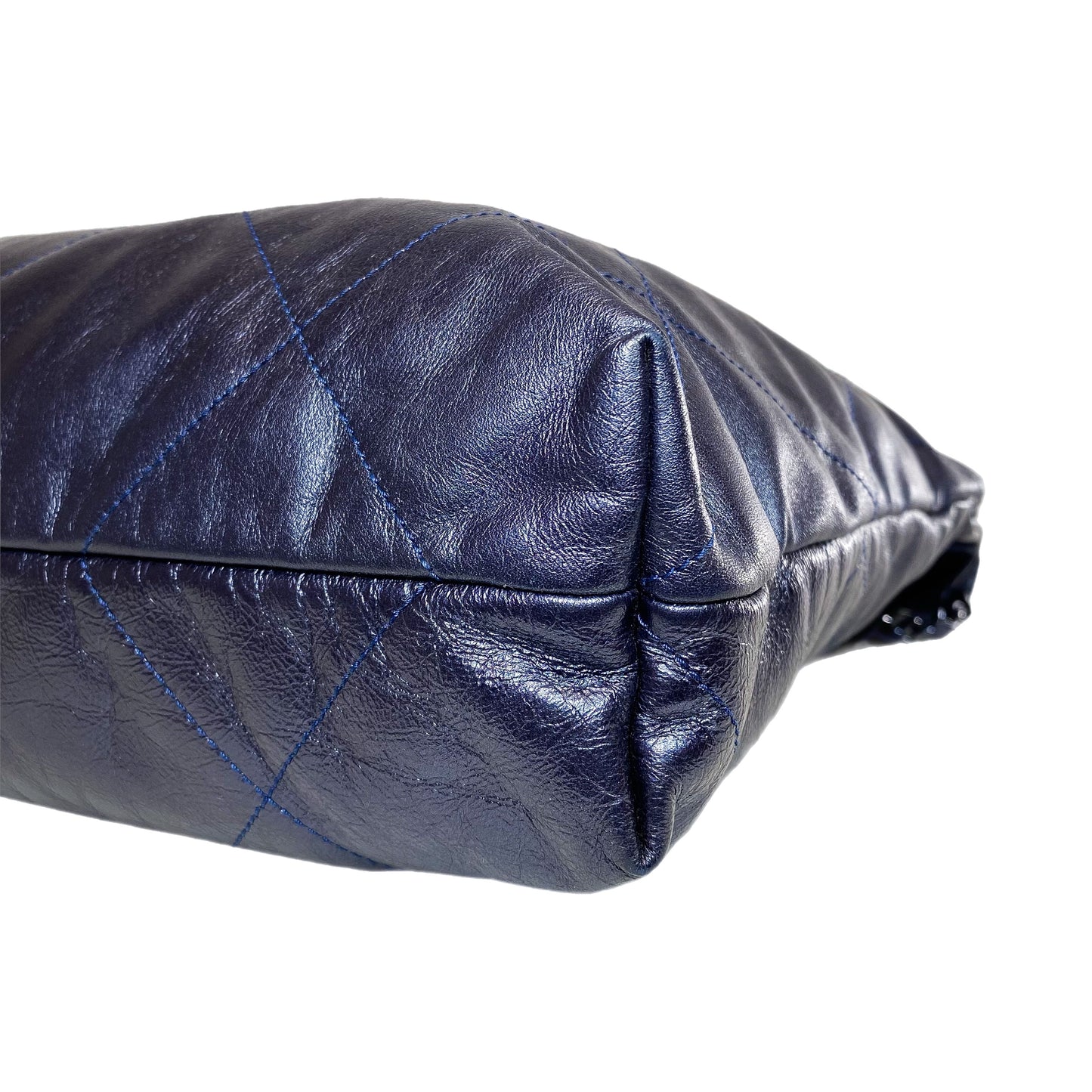 Chanel 22 Quilted Metallic Navy Blue