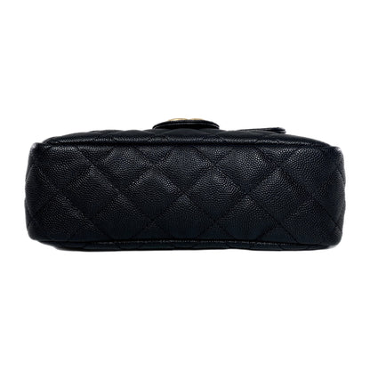Chanel Small Black Quilted Caviar Wavy Hobo Bag