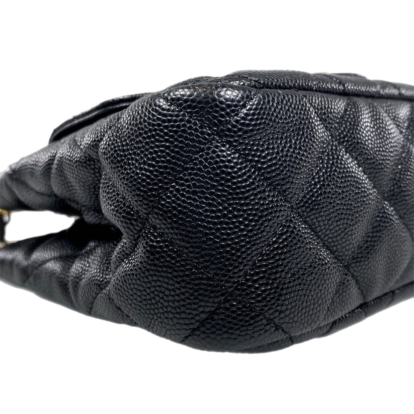 Chanel Small Black Quilted Caviar Wavy Hobo Bag