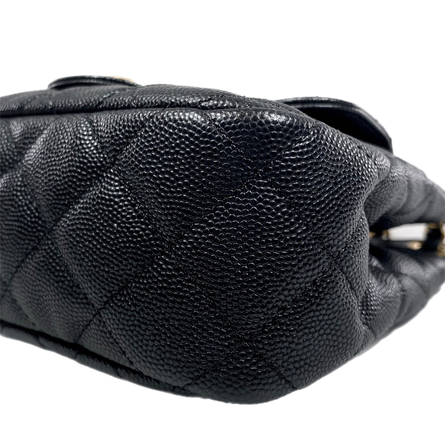 Chanel Small Black Quilted Caviar Wavy Hobo Bag